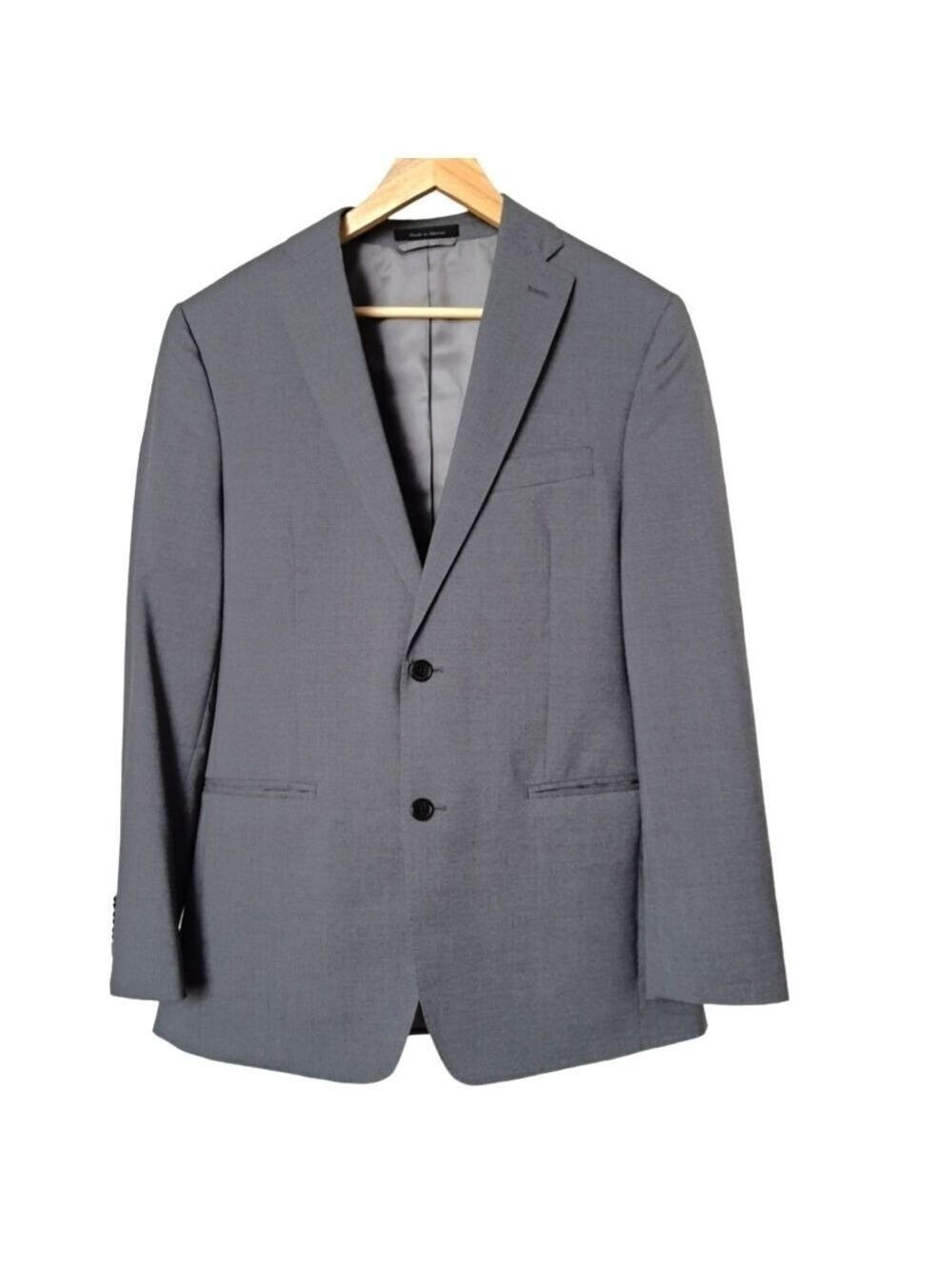 LRL Mens 40L Slim Fit Suit Jacket Gray Notch Lapel Single Breasted